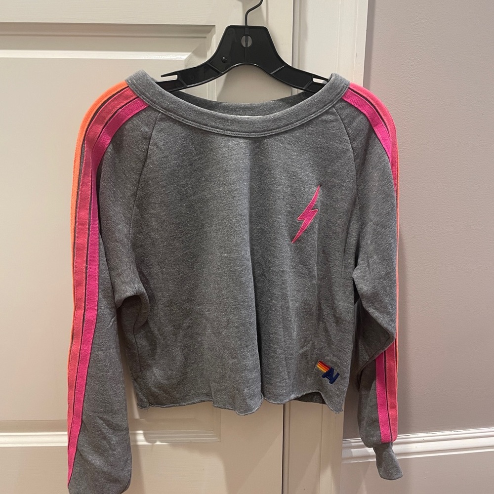 Aviator Nation size xs five stripe cropped sweatshirt